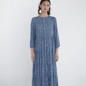 ZARA Long blue prairie dress long sleeved dress